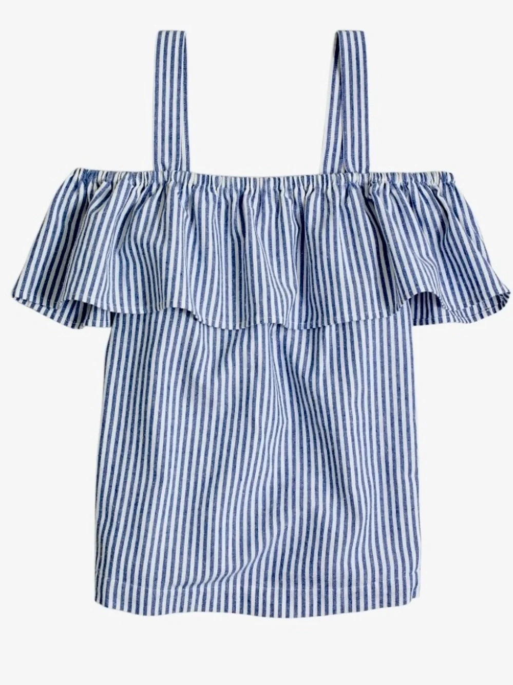 J Crew Striped Ruffled Strappy Top in Blue/White Womens 6